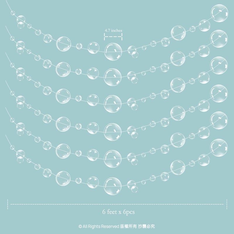 Decor365 Under The Sea Party Decorations White Bubble Garlands Little Mermaid Birthday Decorations Bday Hanging Streamer Beach Banner Decor Underwater Backdrop Kids Ocean Party Supplies - Image 2